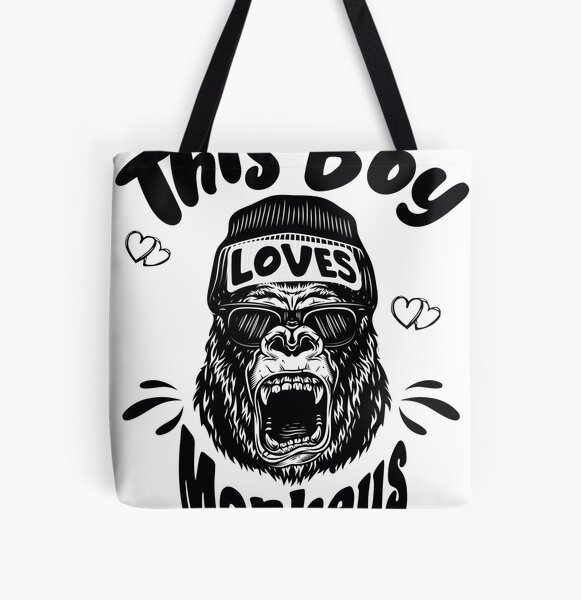 This Boy Loves Monkeys Lover Monkey Animal Saying All Over Print Tote Bag RB0604 product Offical arctic monkeys Merch