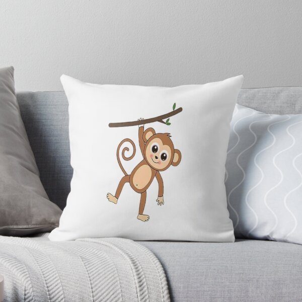 Happy cute monkeys  Throw Pillow RB0604 product Offical arctic monkeys Merch