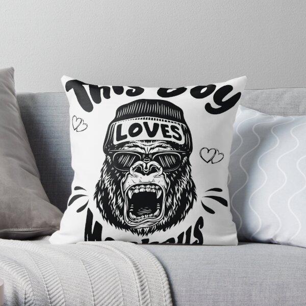 This Boy Loves Monkeys Lover Monkey Animal Saying Throw Pillow RB0604 product Offical arctic monkeys Merch